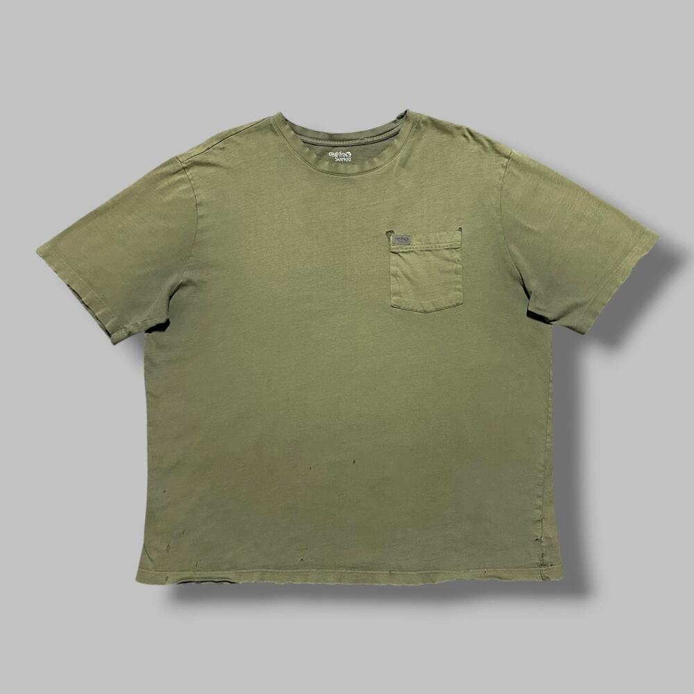 Vintage Thrashed Shirt Sun Faded Pocket Tee Military Green 90s y2k Mens L/XL